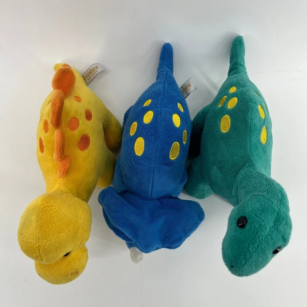 Prextex Plush 3 Dinosaur Set Triceratops Brachiosaurus Stegosaurus
